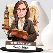 Resim Kadın Tarih Öğretmeni Karikatürlü Biblo 