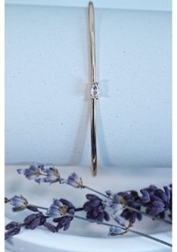Resim Gold Renk Kelepçe Model Zirkon Taşlı Çelik Bileklik Kaliteli Çok Renkli 