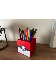 Resim Pokeball Temalı Kalemlik Dekoratif Masa Üstü Düzenleyici 