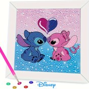Resim Disney Stitch Kalp Temalı Elmas Boyama Kiti - Tam Matkap Akrilik El Sanatları, Canlı Mavi ve Pembe Karakterler, Ev Dekoru İçin İdeal, Mükemmel Sevgililer Günü Hediyesi, Yeni Elmas Boyama Kiti 