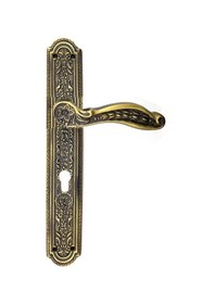Resim Antika Tarz Dekoratif Pirinç Ulu Model Desenli Yale, Dış Kapı Kolu - 354x57 Mm, Antik 