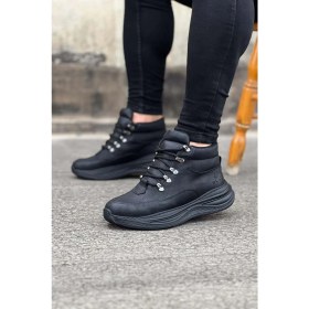 Resim Kömür Cilt Yüksek Taban Yarım Bilek Bot 