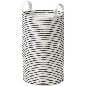 Resim IKEA 60 Litre Çamaşır Torbası,sepeti Meridyendukkan Beyaz-Siyah Katlanabilir Sepet 