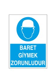 Resim Reysa Tasarım Reysa Baret Giymek Zorunludur İş Güvenlik Panosu 21x28 İş Güvenlik Sitcker 21x28 cm 