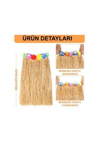 Resim Hawaii Tarzı Hula Eteği 60 Cm Hasır Naturel Etek 