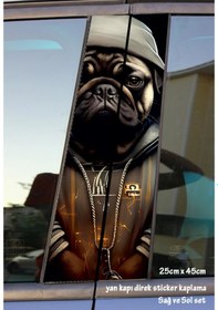 Resim Rapçi Köpek Sticker Yan Kapı Direk Kaplama 2li Sol Sağ Takım Yapıştırma 