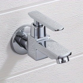 Resim Banyo ve Mutfak Için Su Tasarruflu Nozul, 11.0cm Kolu, 5.0cm Yuvarlak Tabanı Olan, Krom Duvara Monte Edilebilir Tek Soğuk Musluk 