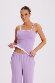 Resim NIL - TWOTONE TOP - SOFT LAVENDER & WHITE - L 