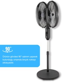 Resim Fakir Duoflow Uzaktan Kumandalı, Çift Başlıklı, Dokunmatik, Dijital Ekranlı Vantilatör 