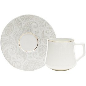 Resim Evaliza Paisley Gold Double 6 Kişilik Kahve Fincan Takımı 130 ml 