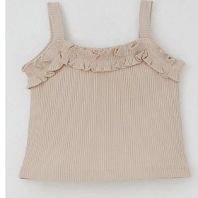 Resim Breeze Kız Çocuk Askılı Crop Tişört Fırfır Detaylı 8-14 Yaş, Bej Bej 