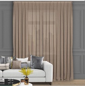 Resim Krem Keten Tül Perde Yüksek Kalite Sık Pile 1'e 3 Pile-krem Krem 