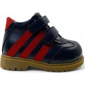 Resim 1912-1 Erkek Çocuk Deri İçi Tüylü Korseli Bot Lacivert/kırmızı Lacivert - Kırmızı 