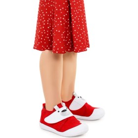 Resim Kiko Kids Kız Bebek Cırtlı Panduf Ayakkabı Kırmızı Tekstil Materyal ile Rahat İlk Adım 