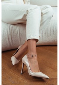 Resim Vanessa Bej Rugan Sivri Burun Kadın Stiletto Bej 