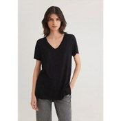 Resim Mavi Basic Kadın V Yaka T-shirt (M166775-900) 