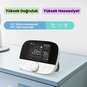 Resim Novato Wifi Kablosuz Akıllı Oda Termostatı T9W ( Tuya - Smart Life Uyumlu) Kablo Dahil Set 