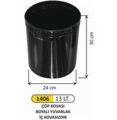 Resim Ofis Tipi Çöp Kovası Boyalı Yuvarlak 13 Litre Siyah 