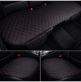 Resim Mercedes 300 Araba Suni Deri Koltuk Minderi Ön Ve Arka Takım 3 Parça Kırmızı Dikişli 