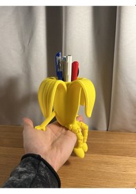 Resim Muz Tasarımlı Kalemlik Eğlenceli Plastik Masa Üstü Düzenleyici 
