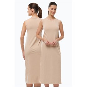 Resim Malabadi Kadın Ten Rengi 2 Li Set Uzun Kolsuz Elbise Astarı Modal Kombinezon 2m1049 Ten Rengi 