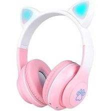 Resim Zore Stn-28 Pro Kulaklı Tasarımlı Rgb Işıklı Bluetooth Kulaklık Pembe 