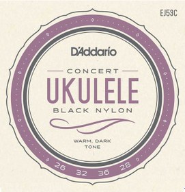 Resim D'addario Ej53C Concert Ukulele Takım Tel Siyah 