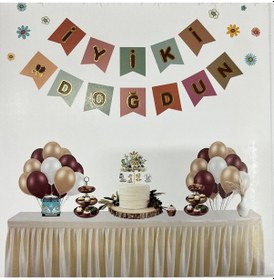 Resim İyi Ki Doğdun Gold Yaldızlı Retro Renkli Banner 