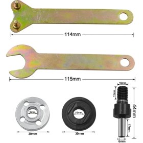 Resim Mingjin Shop 1 6mm-5pc Tarzı Biyel Flanş Somunu Iç Dış Kit ve Açı Öğütücü Elektrikli Matkap Dönüşüm Açılı Taşlama Aracı Için Anahtar Flanşlı Anahtar (Yurt Dışından) 