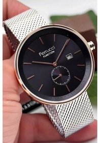 Resim Ferrucci 3atm Suya Dayanıklı Erkek Kol Saati, Çelik Kordon & Özel Tasarım, Gümüş-siyah Sdfer161 Çok Renkli 