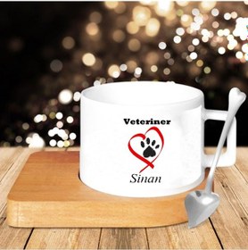 Resim Veteriner Baskılı Fincan Altılık ve Kaşık Kişiye Özel Set 