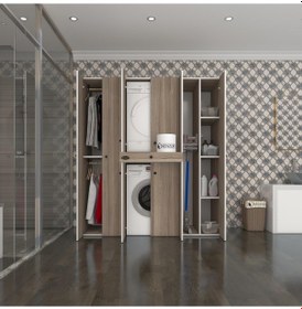 Resim Kenzlife Çamaşır-Kurutma Makinesi Dolabı Ve Giysi Dolabı Çekmeceli Ebuzer Sağ Raf Crd 187 160 60 Banyo Çok Renkli 