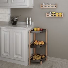 Resim Bien BIE-7208 Ahşap Çok Amaçlı 3 Raflı Plastik Köşe Rafı 