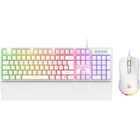 Resim Rampage Km-rx7 Fortuna V2 Gökkuşağı Aydınlatmalı Usb Beyaz Combo Q Gaming Klavye + 12800 Dpi Mouse Lazer 