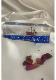 Resim Batmayan Gemi Korsan Simli Akvaryum İçinde Lüks Hediyelik 14x5x4 Cm 