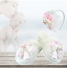 Resim Lohusa Terlik ve Taç Seti. Ayıcıklı Pembe 