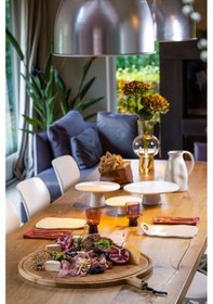 Resim Yuvarlak Çerçeveli Yağlı Ceviz Kesme Ve Sunum Tahtası Xl 60cm Ahşap 