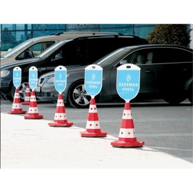 Resim Evelux Klasik Kedi Gözlü Trafik Konisi 50 cm Ağırlıklı Trafik Dubası 