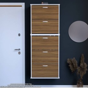 Resim Modilayn Varbi Umay' 2 Li Asma Antre Hol 72x193x25, 5 Cm 5 Düşer Kapak 10 Göz Ayakkabılık Beyaz - Ceviz 