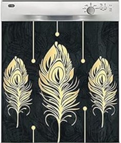Resim Qedii Bulaşık Makinesi Sticker Kaplama Beyaz Eşya Kaplama 3D Altın Tüyler 