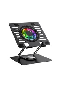 Resim Addison Bykalite Ad-rc36 Steely 360 Derece Dönebilen Fanlı Rgb Işıklı Ayarlanabilir Siyah Metal Laptop Stand 