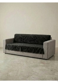Resim Sofline Kaymaz Tabanlı Tay Tüyü Çekyat, Koltuk, Kanepe Örtüsü 175x210cm Siyah 