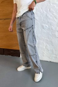 Resim DİKİŞ DETAYLI PAÇA FERMUARLI BAGGY PANTOLON • GRİ 3227 - L 