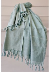 Resim Plaj Havlusu Peştemal 90x175cm - Yumuşak Ve Yüksek Su Emici - %100 Pamuk Mint 