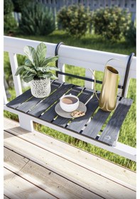 Resim Bino Katlanır Yükseklik Ayarlı Askılı Kamp Balkon Mutfak Bahçe Masası Füme 