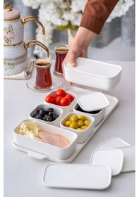 Resim Acar Pure White Porselen Kapaklı Kahvaltılık 6'lı Beyaz 