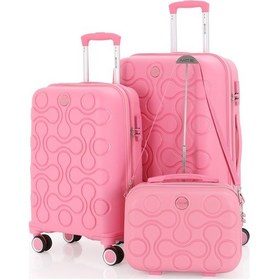 Resim Mçs Polipropilen 3lü Valiz Seti Orta & Kabin & Makyaj V376 S23sy1000052-set 00020 Pembe 