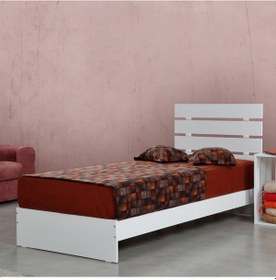 Resim Pasifichome Huga Tek Kişilik Beyaz Karyola 90Cm / 90*200 Başlıklı Karyola 