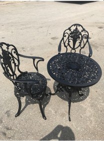 Resim Aluminyumdokumcu Güllü Kollu Sandalye 60 Çap Güllü Masa 