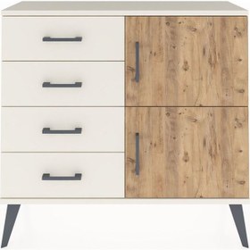 Resim Arges Şifonyer Tek Raflı 4 Çekmeceli 2 Kapaklı 88x30x80 Aytaşı-çam/aytaşı Çam/aytaşı 